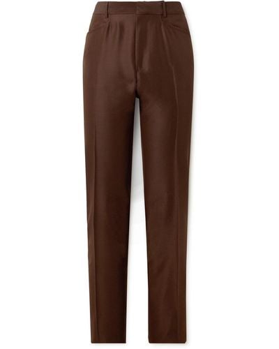 Tom Ford Straight-leg Wool And Silk-blend Pants - Brown