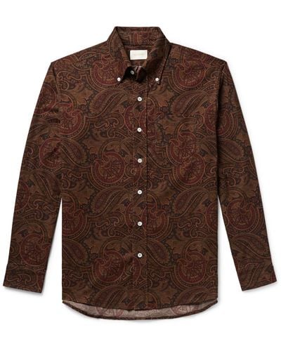 Aimé Leon Dore Button-down Collar Paisley-print Cotton-corduroy Shirt - Brown