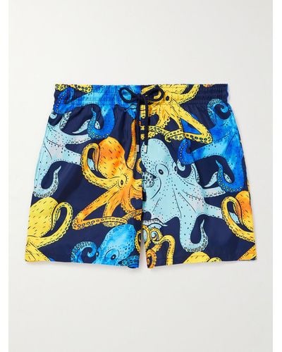 Vilebrequin Mahina Straight-leg Mid-length Printed Recycled Swim Shorts - Blue