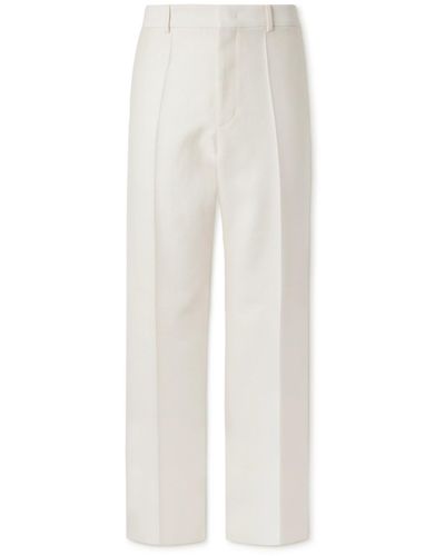 Valentino Garavani Straight-leg Pleated Wool And Silk-blend Crepe Pants - White