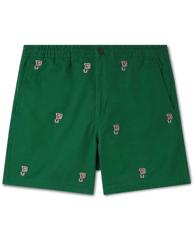Polo Ralph Lauren Straight-leg Embroidered Stretch-cotton Twill Shorts - Green