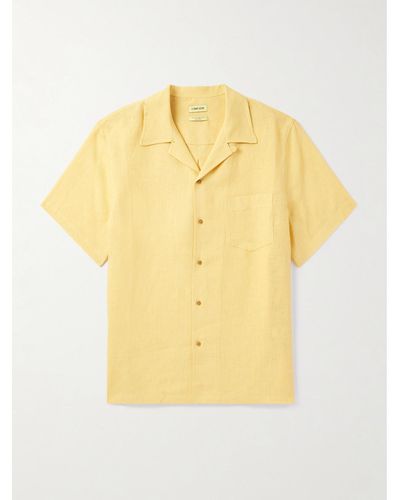 De Bonne Facture Convertible-collar Linen Shirt - Yellow