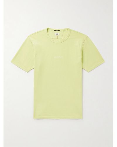 C.P. Company T-shirt in jersey di cotone tinta a riserva con logo - Giallo