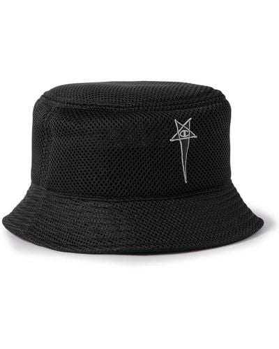 Rick Owens Champion Logo-embroidered Mesh Bucket Hat - Black