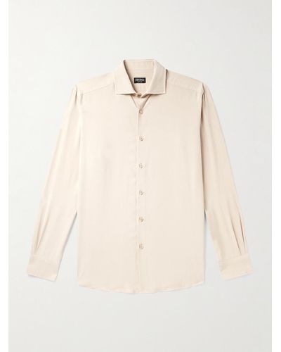 Zegna Garment-dyed Silk Shirt - Natural