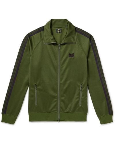 Needles Webbing-trimmed Logo-embroidered Tech-jersey Track Jacket - Green