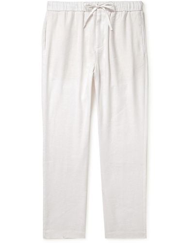 Frescobol Carioca Oscar Straight-leg Linen And Cotton-blend Drawstring Pants - White
