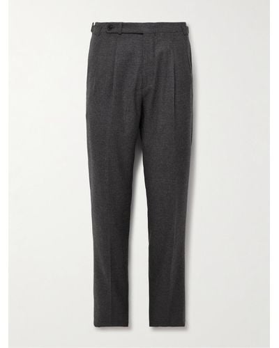 Boglioli Slim-fit Pleated Virgin Wool-flannel Suit Trousers - Grey