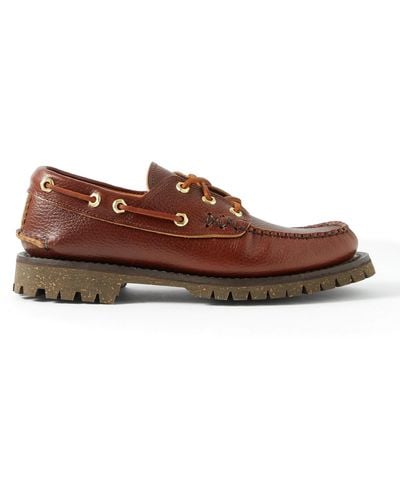 Yuketen Full-grain Leather Boat Shoes - Brown
