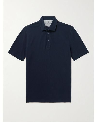 Brunello Cucinelli Cotton-piqué Polo Shirt - Blue