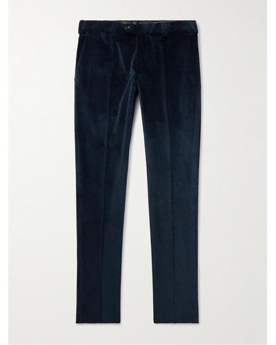 Lardini Slim-fit Stretch-cotton Corduroy Suit Trousers - Blue