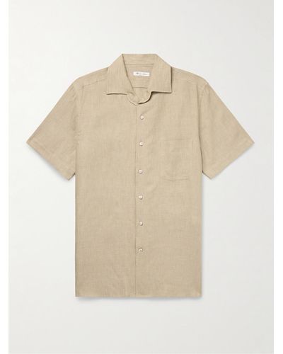 Loro Piana André Camp-collar Linen Shirt - Natural