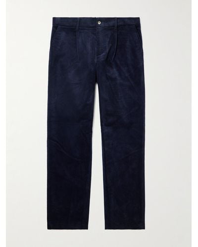 De Bonne Facture Pleated Straight-leg Cotton-corduroy Suit Trousers - Blue