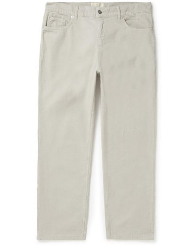 Folk Straight-leg Cotton-corduroy Pants - White