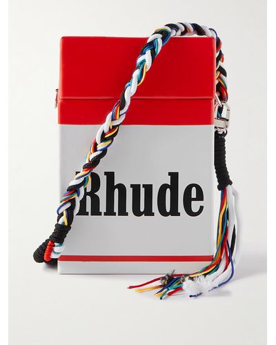 Rhude Fumar Mal Logo-print Leather Messenger Bag - Red