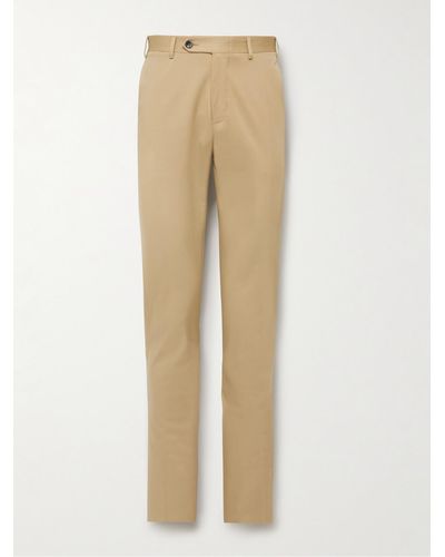 Canali Straight-leg Cotton-blend Suit Pants - Natural