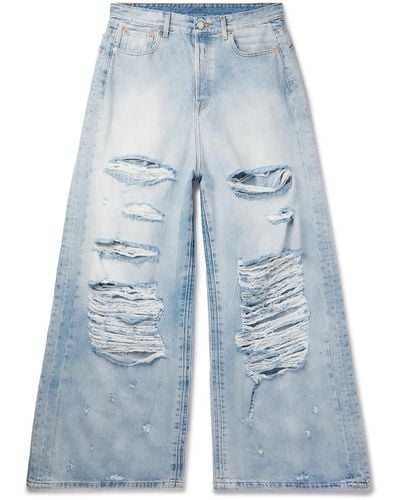 Vetements Wide-leg Distressed Jeans - Blue
