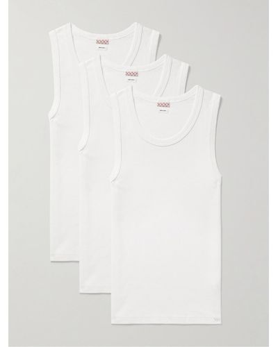 Visvim Sublig Three-pack Cotton-blend Jersey Tank Tops - White