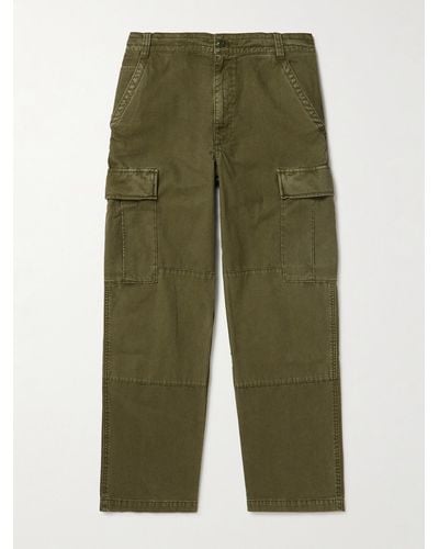 Alex Mill Straight-leg Garment-dyed Panelled Cotton-canvas Cargo Trousers - Green