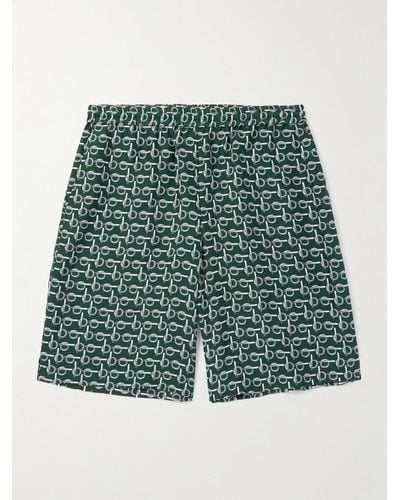 Burberry Straight-leg Printed Silk-poplin Shorts - Green