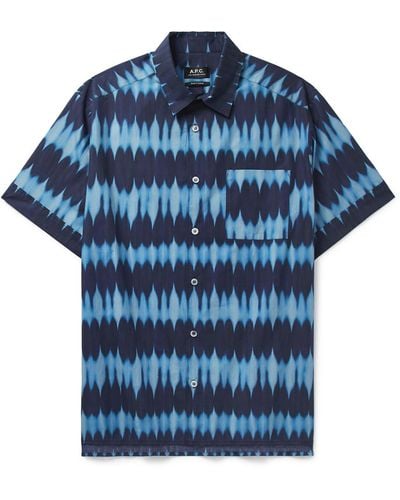 A.P.C. Ross Tie-dyed Cotton-poplin Shirt - Blue