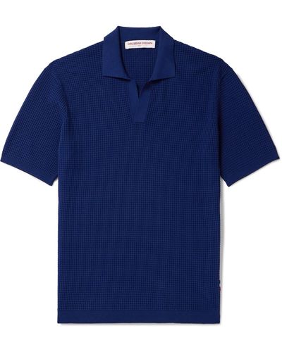 Orlebar Brown Roddy Waffle-knit Polo Shirt - Blue