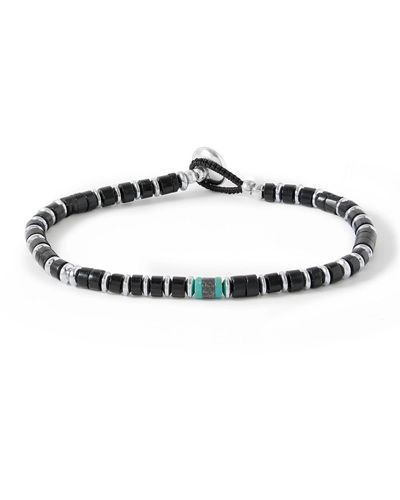 Mikia Heishi Silver Multi-stone Bracelet - Black