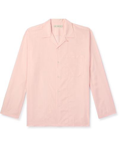 Umit Benan Camp-collar Silk-poplin Shirt - Pink