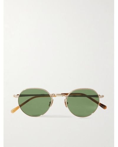 Mr. Leight Hachi Round-frame Silver-tone Sunglasses - Green