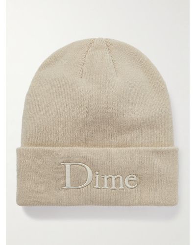Dime Classic Logo-embroidered Ribbed-knit Beanie - Natural