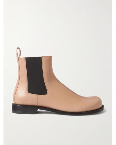 Loewe Campo Leather Chelsea Boots - Natural