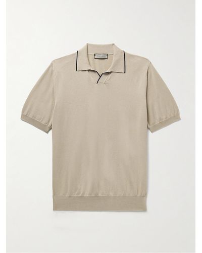 Canali Cotton Polo Shirt - Natural