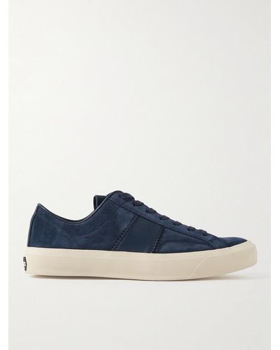 Tom Ford Cambridge Leather-trimmed Suede Trainers - Blue