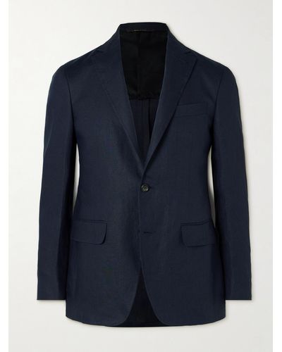 Canali Kei Slim-fit Linen Suit Jacket - Blue