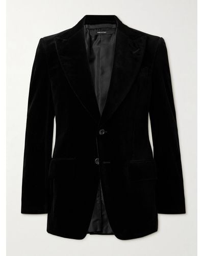 Tom Ford Atticus Slim-fit Cotton-velvet Blazer - Black