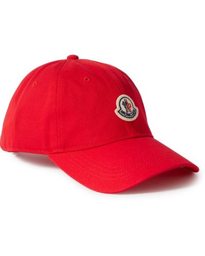 Moncler Logo-appliquéd Cotton-twill Baseball Cap - Red