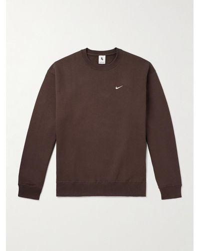 Nike Solo Swoosh Sweatshirt aus Jersey aus einer Baumwollmischung mit Logostickerei - Braun