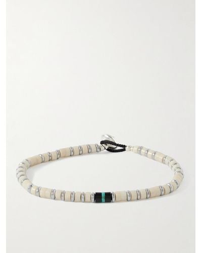 Mikia Armband mit Heishi-Zierperlen aus mehreren Steinen und Details aus Silber - Natur