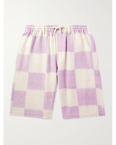 Kardo Straight-leg Checked Cotton Drawstrings Shorts - Pink