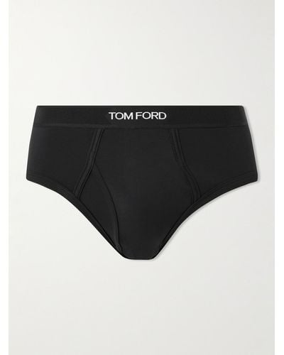Tom Ford Stretch-cotton And Modal-blend Briefs - Black