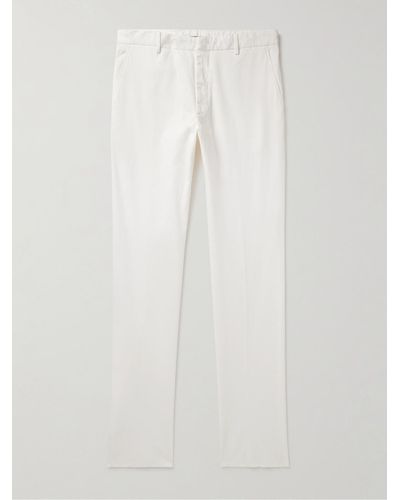 Zegna Slim-fit Straight-leg Stretch-cotton Twill Trousers - White