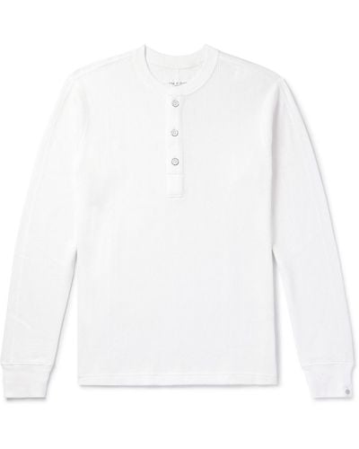 Rag & Bone Slim-fit Waffle-knit Cotton Henley T-shirt - White