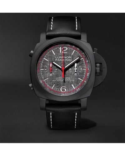 Panerai Luminor Luna Rossa Automatic Flyback Chronograph 44mm Ceramic And Leather Watch - Black