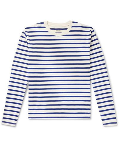 Kapital Printed Striped Cotton-jersey T-shirt - Blue
