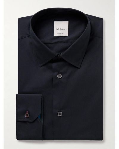 Paul Smith Schmal geschnittenes Hemd aus Popeline aus einer Baumwollmischung - Schwarz