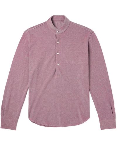 STÒFFA Grandad-collar Cotton-piqué Shirt - Purple