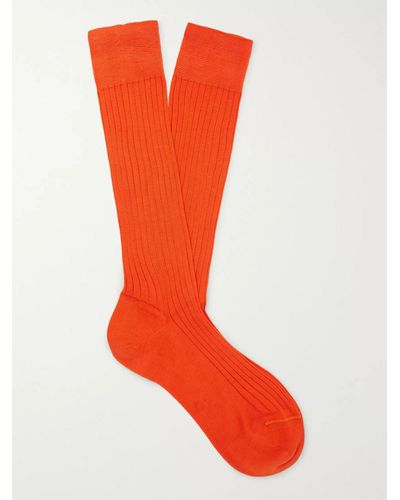 Charvet Ribbed Cotton Socks - Orange