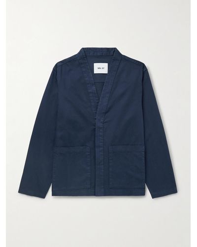 NN07 Yuki 1803 Garment-dyed Organic Cotton-blend Shirt Jacket - Blue
