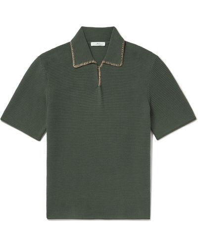 MR P. Embroidered Cotton Polo Shirt - Green