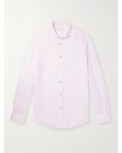 Boglioli Cutaway-collar Linen Shirt - Pink